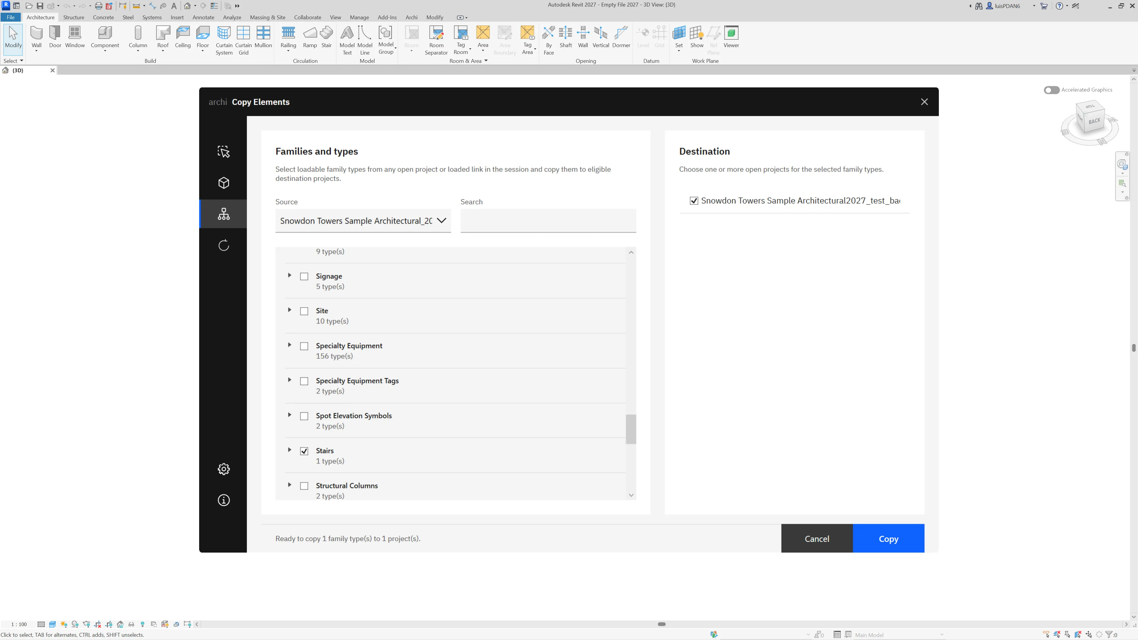 Copy Elements Families And Types screenshot