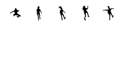 5 objects in different positions.