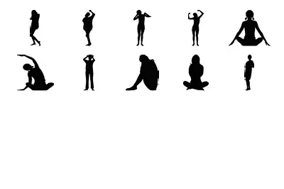 10 objects in different positions.