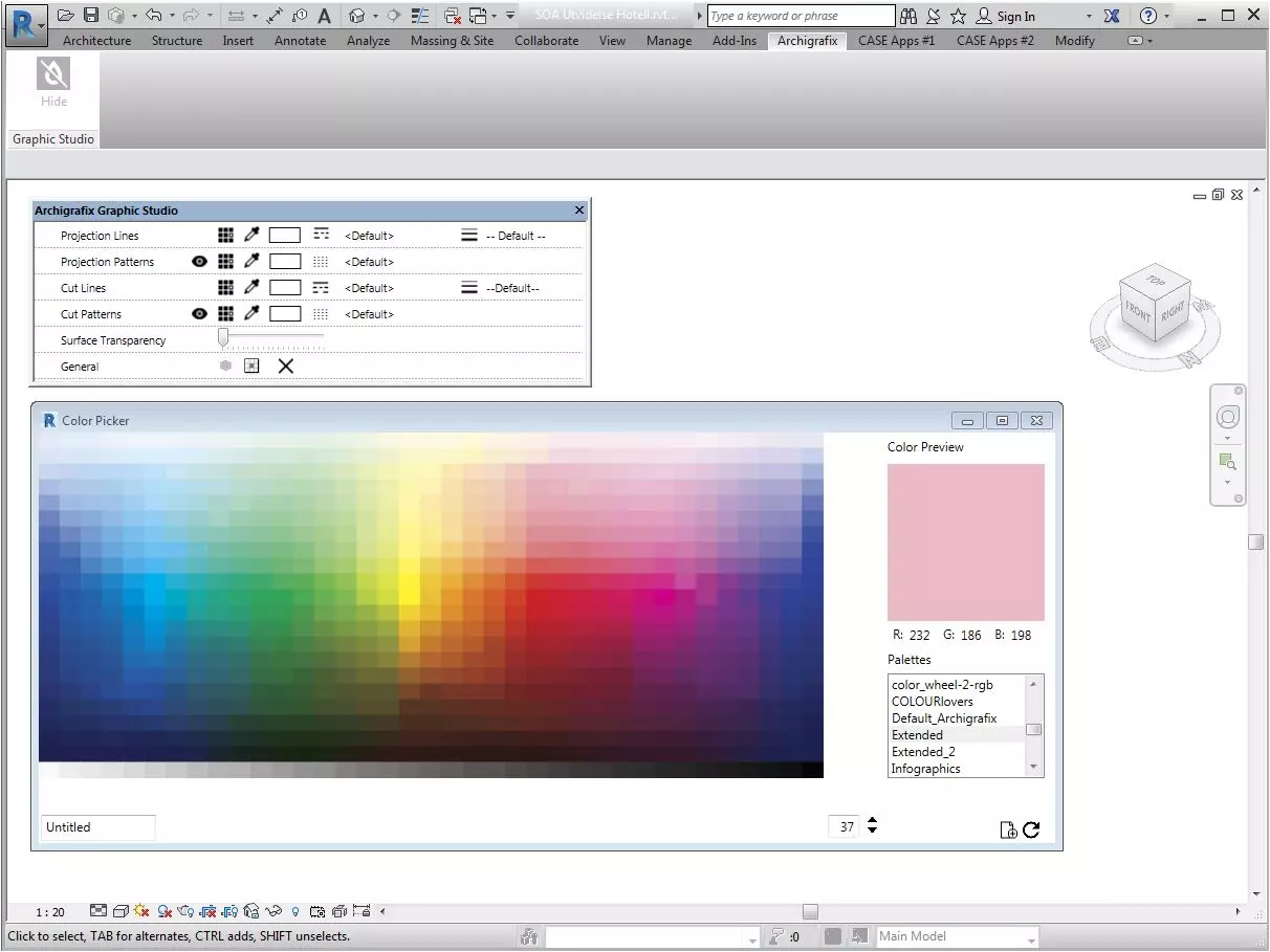 Graphic Studio can be placed anywhere in your Revit screen