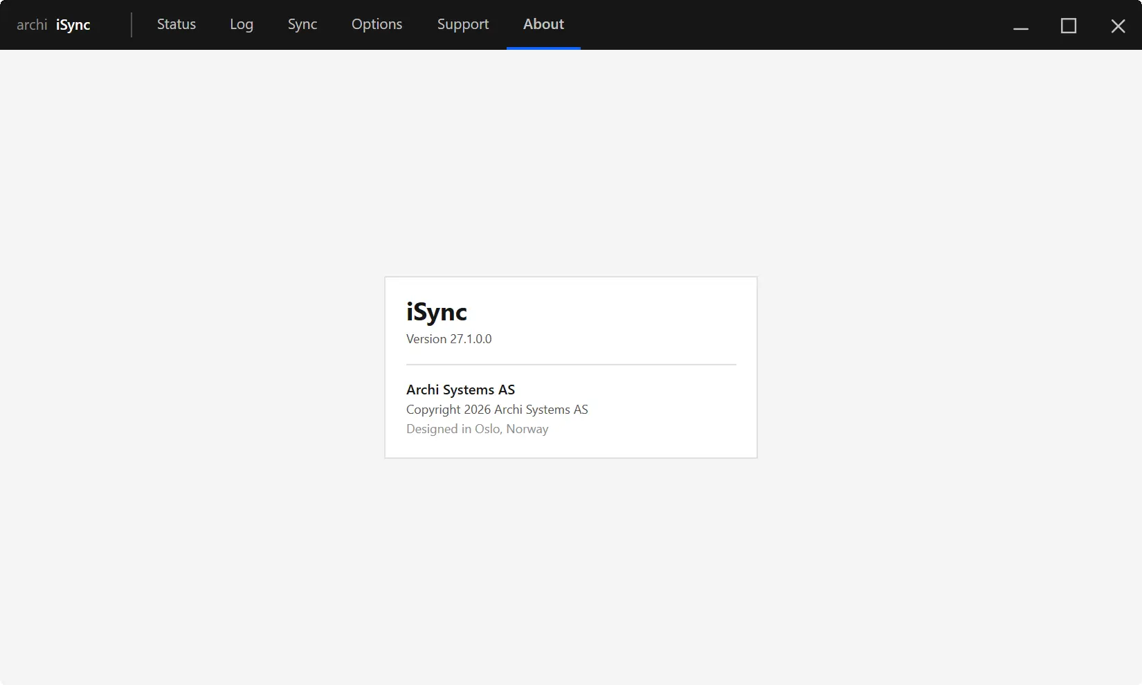 iSync about window for Revit showing version and product information.