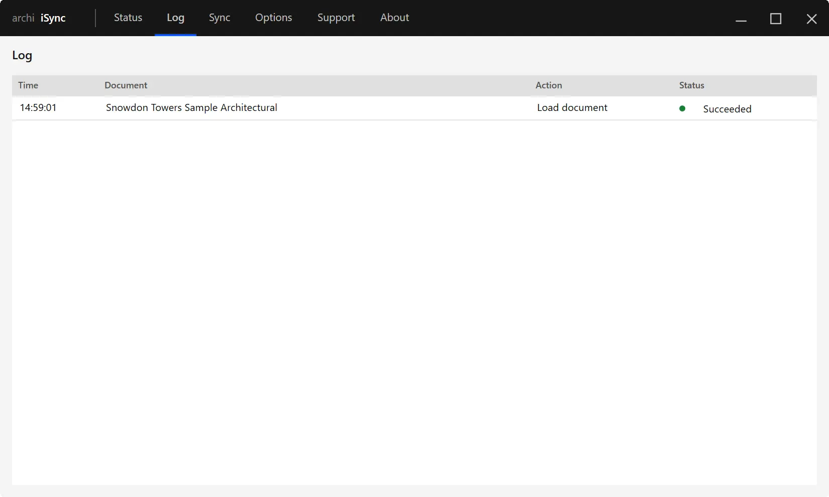 iSync activity log for Revit showing automated save, synchronize, reload, and relinquish events.
